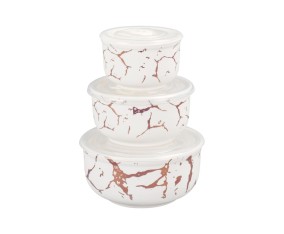 BM780 Putih Wadah Makanan dengan motif Marmer